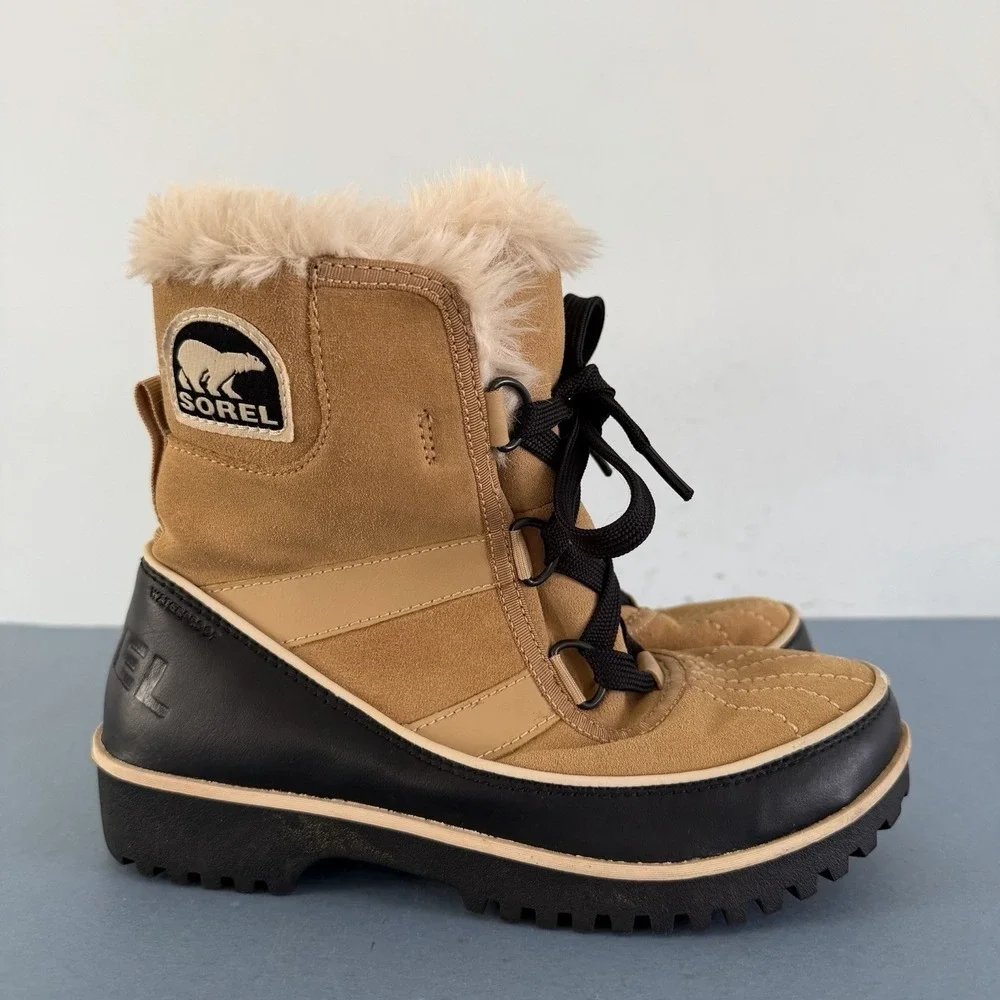 Sorel‎ Tivoli II Curry Tan Suede Faux Fur Lined Waterproof Winter Snow Boots